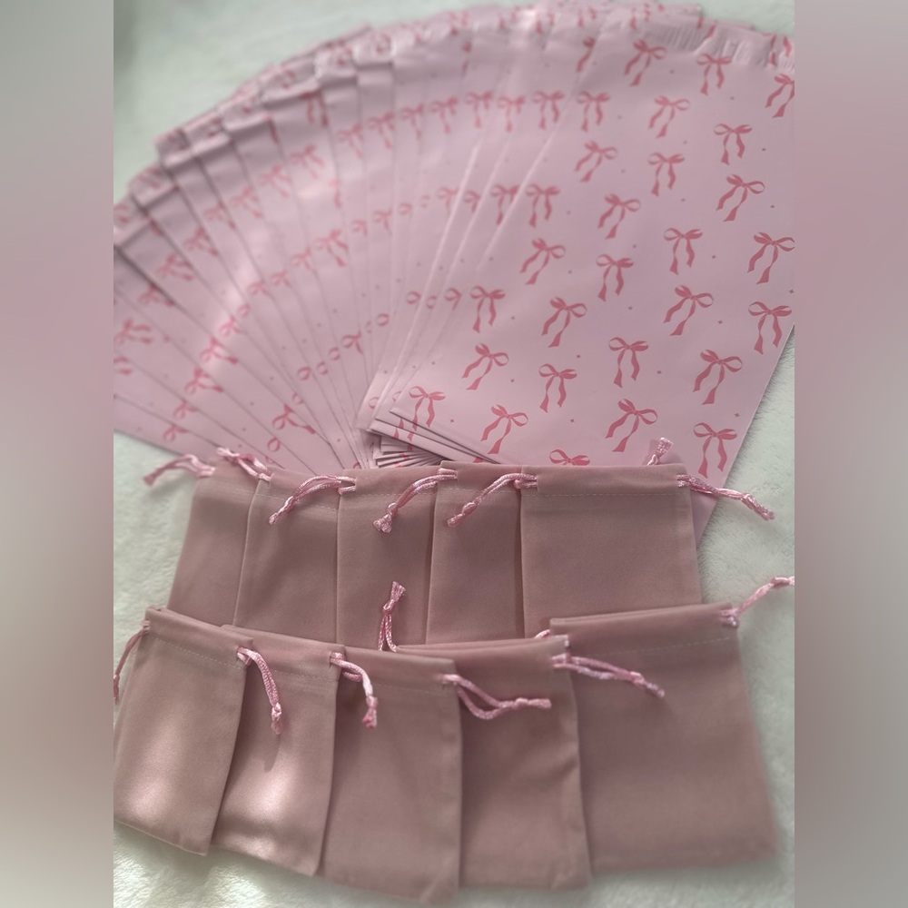 LAST SET π SMALL Pink Bows Poly Mailers 6x9 & Shipping Essentials Set - Picture 5 of 5